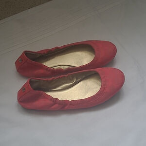 COACH PINK SATEEN CANVAS LOGO FLATS 8.5